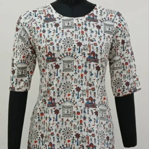 Cotton Hand Block Warli Print Women Tops