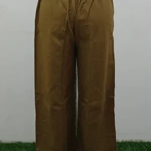 Casual Wear Mehndi Green Cotton Plain Narrow Palazzo, Waist Size: 28 inches