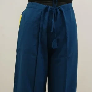Blue Cotton Plain Narrow Palazzo