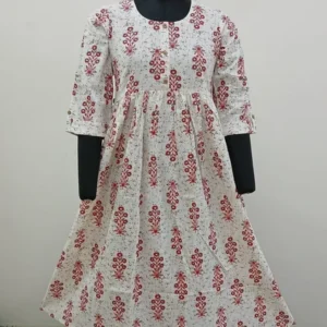 Cotton Hand Block Pleated Umbrella Warli Frock
