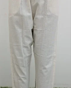 Cotton Hand Block Plain White Narrow Pant